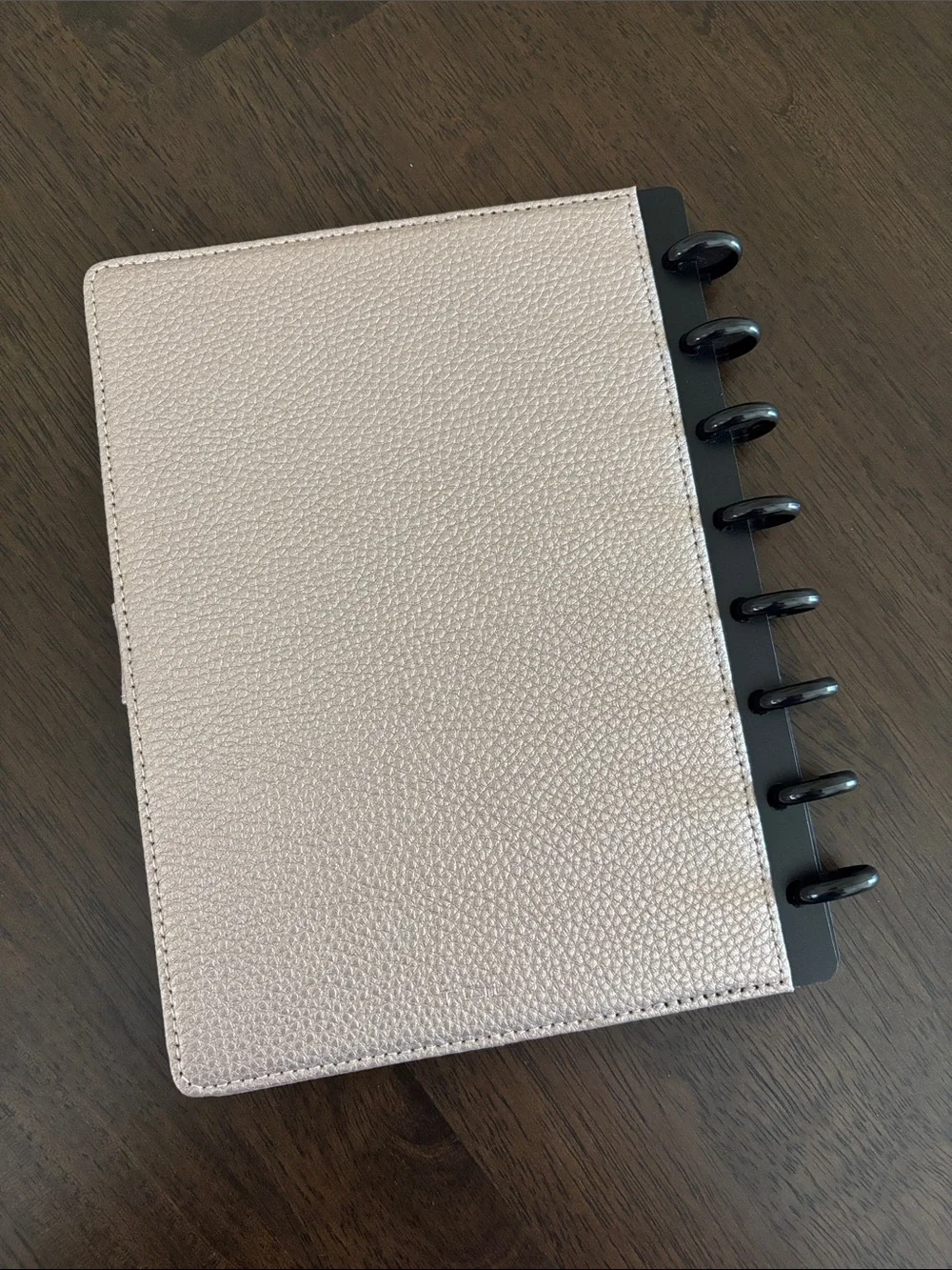 TUL Half Letter / Junior Size Disc Planner Cover Pebbled Light Rose Gold Leather